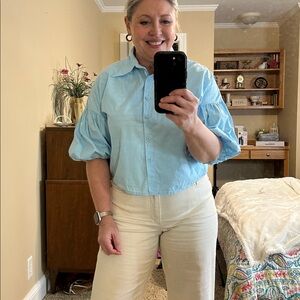 Light Blue Button-Up Blouse